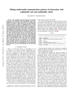 Mining multi-modal communication patterns in interaction with
  explainable and non-explainable robots