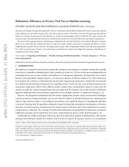 Robustness, Efficiency, or Privacy: Pick Two in Machine Learning