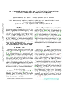 The Effects of Signal-to-Noise Ratio on Generative Adversarial Networks
  Applied to Marine Bioacoustic Data
