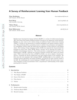 A Survey of Reinforcement Learning from Human Feedback