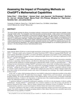 Assessing the Impact of Prompting Methods on ChatGPT's Mathematical
  Capabilities