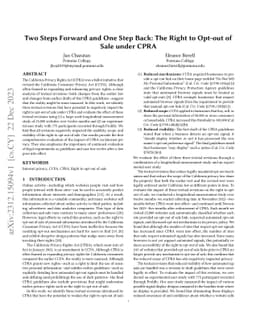 Two Steps Forward and One Step Back: The Right to Opt-out of Sale under
  CPRA