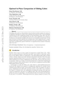 Optimal In-Place Compaction of Sliding Cubes