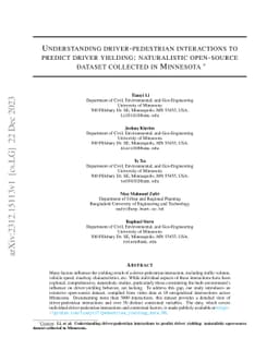 Understanding driver-pedestrian interactions to predict driver yielding:
  naturalistic open-source dataset collected in Minnesota