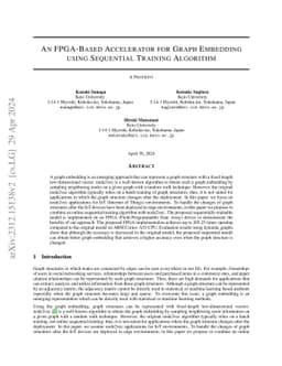 An FPGA-Based Accelerator for Graph Embedding using Sequential Training
  Algorithm