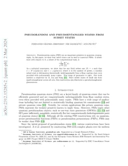 Pseudorandom and Pseudoentangled States from Subset States
