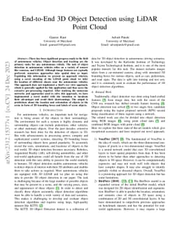 End-to-End 3D Object Detection using LiDAR Point Cloud