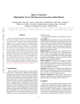 Make-A-Character: High Quality Text-to-3D Character Generation within
  Minutes