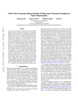 Finite-Time Frequentist Regret Bounds of Multi-Agent Thompson Sampling
  on Sparse Hypergraphs