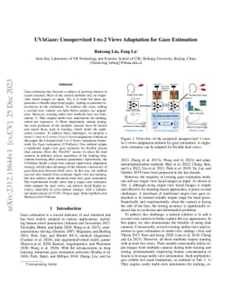 UVAGaze: Unsupervised 1-to-2 Views Adaptation for Gaze Estimation