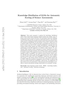 Knowledge Distillation of LLM for Automatic Scoring of Science Education
  Assessments