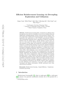 Efficient Reinforcement Learning via Decoupling Exploration and
  Utilization