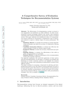 A Comprehensive Survey of Evaluation Techniques for Recommendation
  Systems