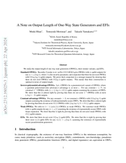 A Note on Output Length of One-Way State Generators and EFIs
