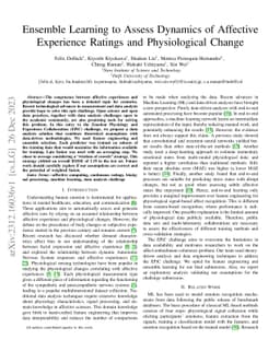 Ensemble Learning to Assess Dynamics of Affective Experience Ratings and
  Physiological Change