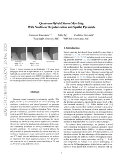 Quantum-Hybrid Stereo Matching With Nonlinear Regularization and Spatial
  Pyramids