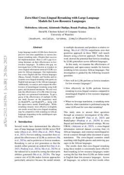 Zero-Shot Cross-Lingual Reranking with Large Language Models for
  Low-Resource Languages