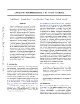 A Method for Auto-Differentiation of the Voronoi Tessellation