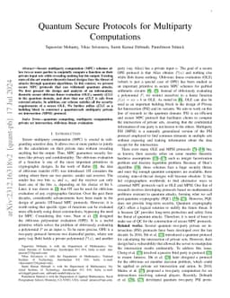 Quantum Secure Protocols for Multiparty Computations