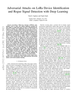 Adversarial Attacks on LoRa Device Identification and Rogue Signal
  Detection with Deep Learning