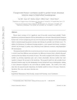 Unsupversied feature correlation model to predict breast abnormal
  variation maps in longitudinal mammograms