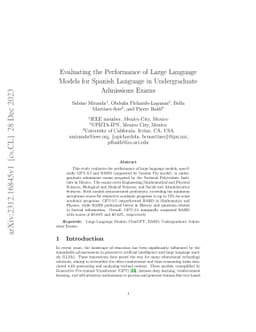 Evaluating the Performance of Large Language Models for Spanish Language
  in Undergraduate Admissions Exams