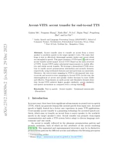 Accent-VITS:accent transfer for end-to-end TTS