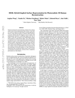 HISR: Hybrid Implicit Surface Representation for Photorealistic 3D Human
  Reconstruction