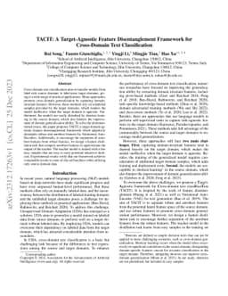 TACIT: A Target-Agnostic Feature Disentanglement Framework for
  Cross-Domain Text Classification