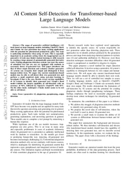 AI Content Self-Detection for Transformer-based Large Language Models