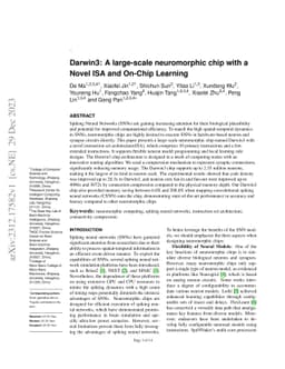 Darwin3: A large-scale neuromorphic chip with a Novel ISA and On-Chip
  Learning