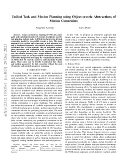 Unified Task and Motion Planning using Object-centric Abstractions of
  Motion Constraints