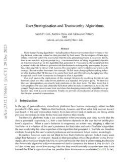 User Strategization and Trustworthy Algorithms