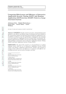 Comparing Effectiveness and Efficiency of Interactive Application
  Security Testing (IAST) and Runtime Application Self-Protection (RASP) Tools
  in a Large Java-based System