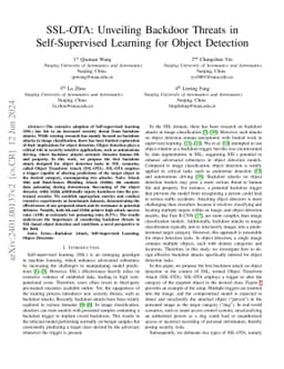 SSL-OTA: Unveiling Backdoor Threats in Self-Supervised Learning for
  Object Detection