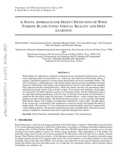 A Novel Approach for Defect Detection of Wind Turbine Blade Using
  Virtual Reality and Deep Learning