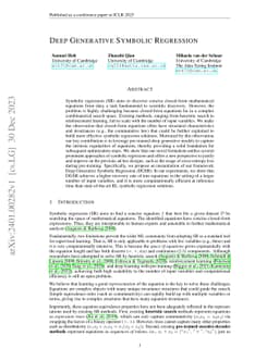 Deep Generative Symbolic Regression