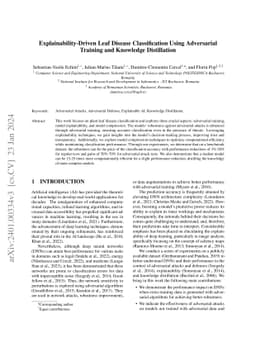 Explainability-Driven Leaf Disease Classification Using Adversarial
  Training and Knowledge Distillation