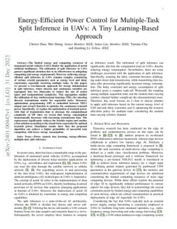 Energy-Efficient Power Control for Multiple-Task Split Inference in
  UAVs: A Tiny Learning-Based Approach