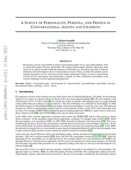 A Survey of Personality, Persona, and Profile in Conversational Agents
  and Chatbots