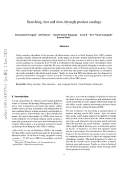 Searching, fast and slow, through product catalogs