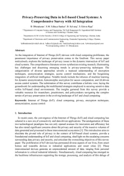 Privacy-Preserving Data in IoT-based Cloud Systems: A Comprehensive
  Survey with AI Integration