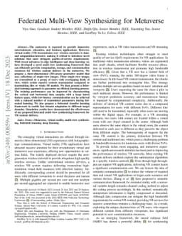Federated Multi-View Synthesizing for Metaverse
