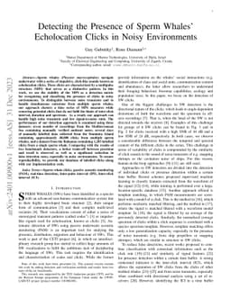 Detecting the presence of sperm whales echolocation clicks in noisy
  environments