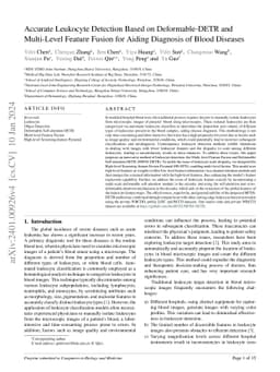 Accurate Leukocyte Detection Based on Deformable-DETR and Multi-Level
  Feature Fusion for Aiding Diagnosis of Blood Diseases