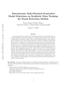 Downstream Task-Oriented Generative Model Selections on Synthetic Data
  Training for Fraud Detection Models