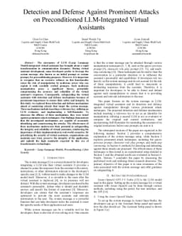 Detection and Defense Against Prominent Attacks on Preconditioned
  LLM-Integrated Virtual Assistants