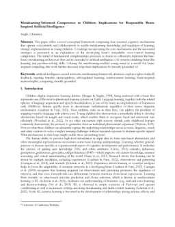 Metalearning-Informed Competence in Children: Implications for
  Responsible Brain-Inspired Artificial Intelligence