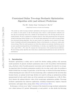 Constrained Online Two-stage Stochastic Optimization: Algorithm with
  (and without) Predictions