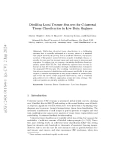 Distilling Local Texture Features for Colorectal Tissue Classification
  in Low Data Regimes
